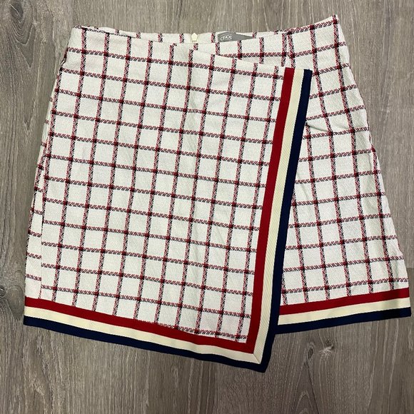 ASOS Wrap Plaid Asymmetrical Mini Skirt NWOT - Picture 2 of 8